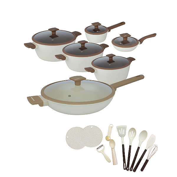 Conjunto Max Classic Antiaderente 22 Peças - Begê