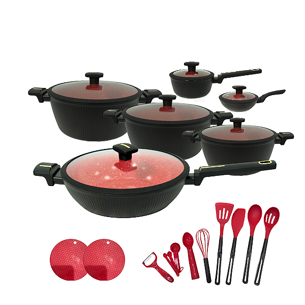 Conjunto Bella Capri Antiaderente 22 Peças - Preta