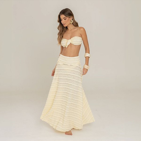 Saia Longa Babado Pérola