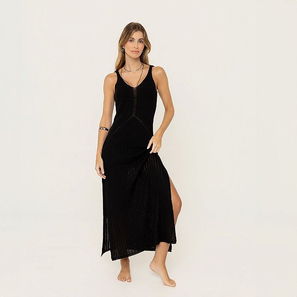 Vestido Slip Tricot Preto