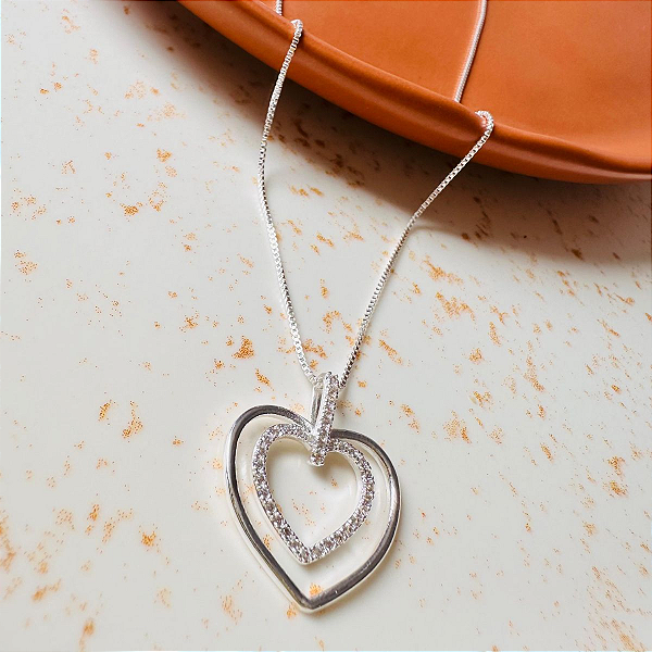 Veneziana com Ping. Coração Cravejado Gold - 50 cm