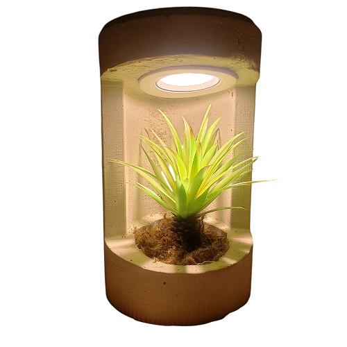 Balizador Redondo Em Cimento Cor Natural Led 7w Bivolt (25A x 15D) Jardim Externo E Interno