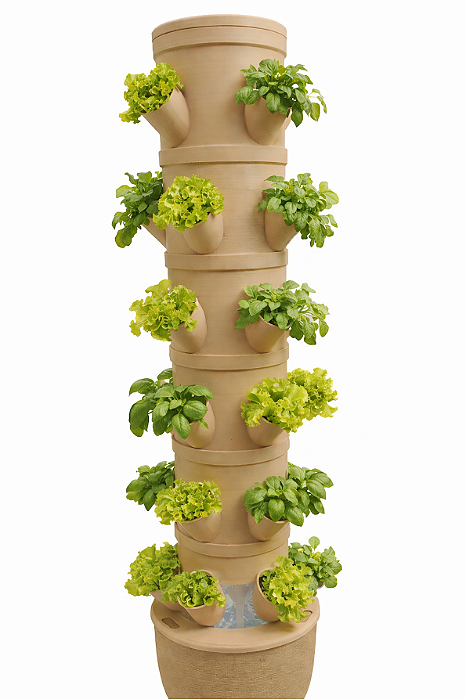 Horta Hidropônica Vertical Completa com Bomba - 30 mudas - cor Wood