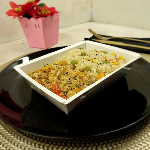 Frango xadrez + Arroz integral a grega