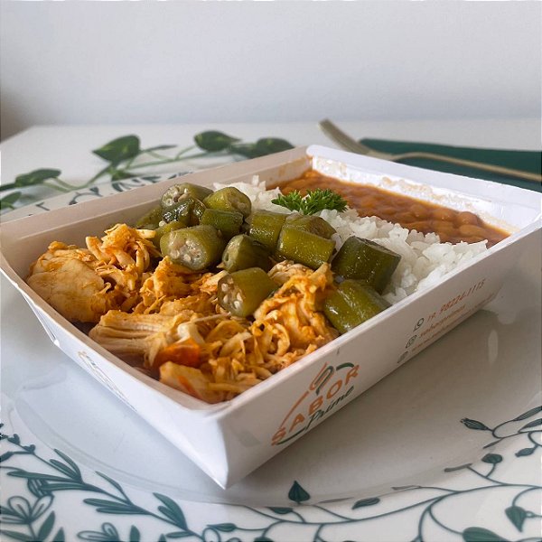 Frango com quiabo + Arroz e Feijão