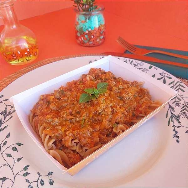 Fusilli a bolonhesa integral sem glúten