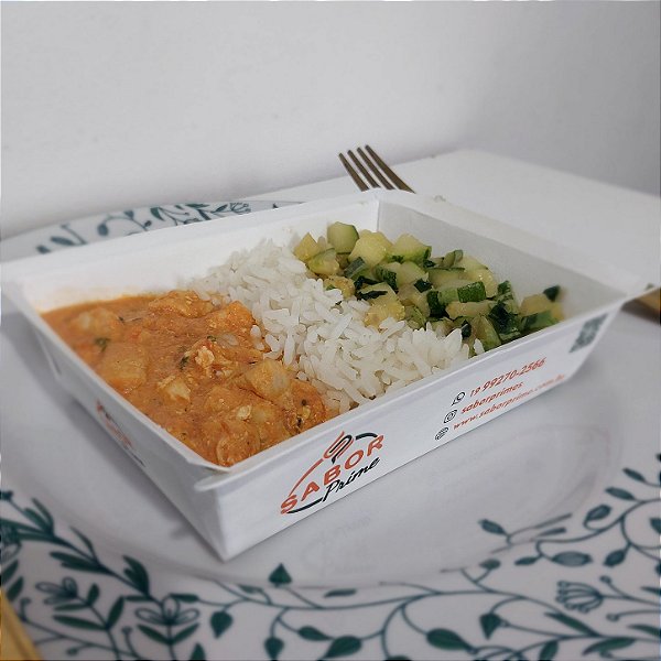 Strogonoff de frango zero lactose + Arroz e Abobrinha