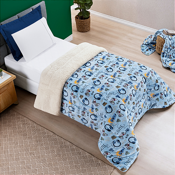 Coberdrom Edredom Solteiro Infantil de Sherpa Dupla Face Bouti Kids - Game