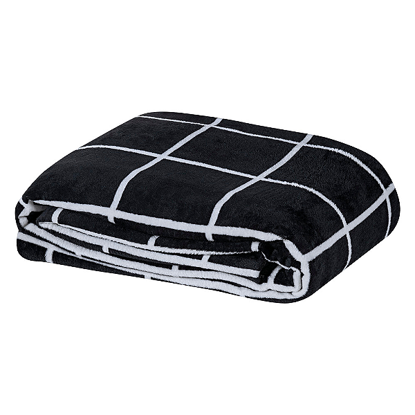 Cobertor Queen 01 Peça Manta Flannel Austin - Preto