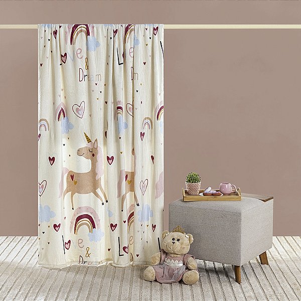 Cobertor Manta Flannel Solteiro Toque Macio Bouti Kids - Unicórnio