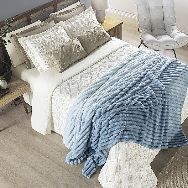 Cobertor Ultrasoft Queen 01 Peça Manta Flannel Grosso Aveludado Fluffy - Aqua