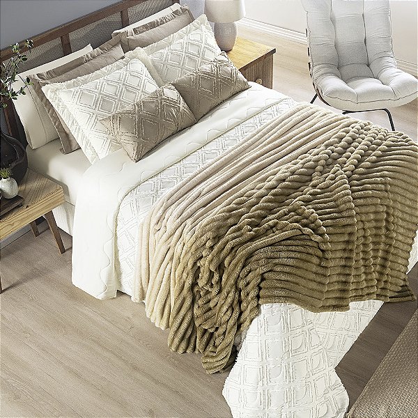 Cobertor Ultrasoft Queen 01 Peça Manta Flannel Grosso Aveludado Fluffy - Gold