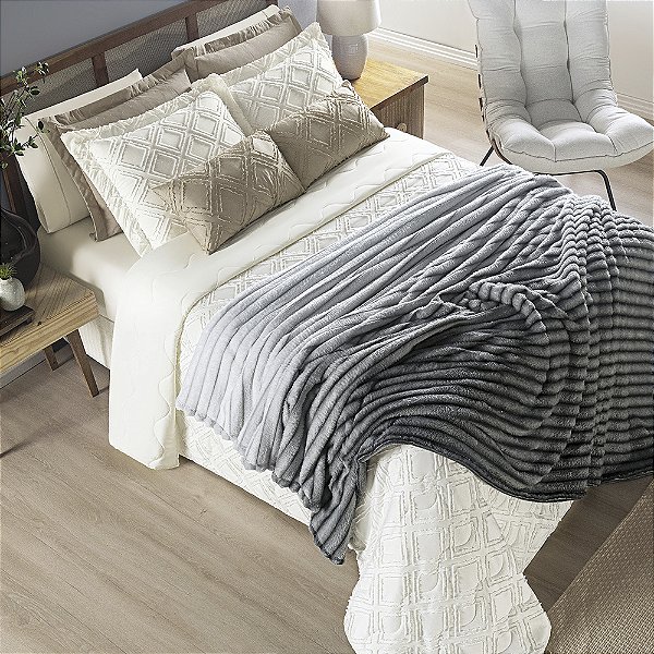 Cobertor Ultrasoft Queen 01 Peça Manta Flannel Grosso Aveludado Fluffy - Grafito