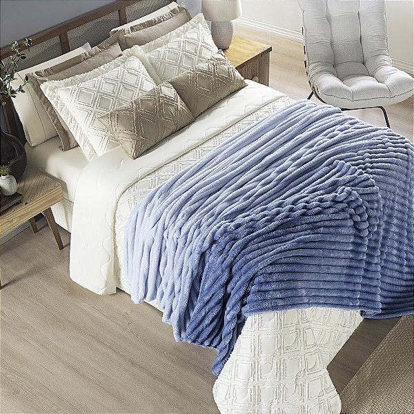 Cobertor Ultrasoft Queen 01 Peça Manta Flannel Grosso Aveludado Fluffy - Sky