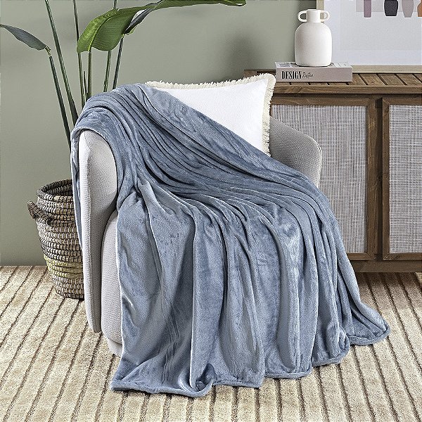 Cobertor Ultrasoft Queen 01 Peça Manta Flannel Plush Toque de Seda Sibéria - Azure
