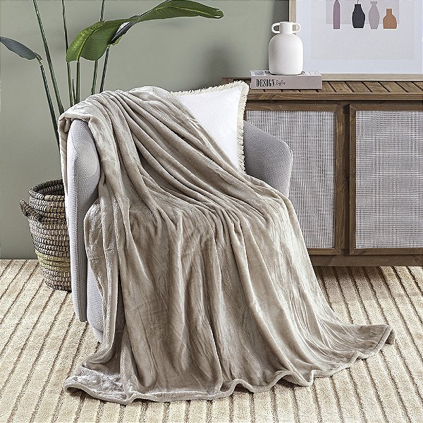 Cobertor Ultrasoft Queen 01 Peça Manta Flannel Plush Toque de Seda Sibéria - Sand