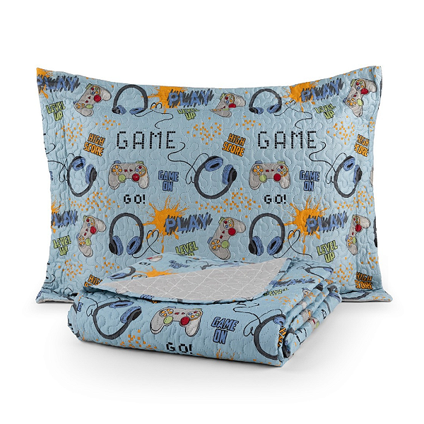 Cobre Leito Solteiro 02 Peças Matelado Dupla Face Bouti Kids - Game