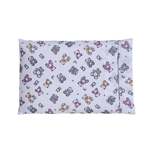 Fronha Avulsa Percal 100% Algodão 180 Fios com Ponto Palito Kids - Urso