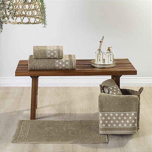 Jogo de banho 05 Peças 100% Algodão toalha Petit Poá - Fendi