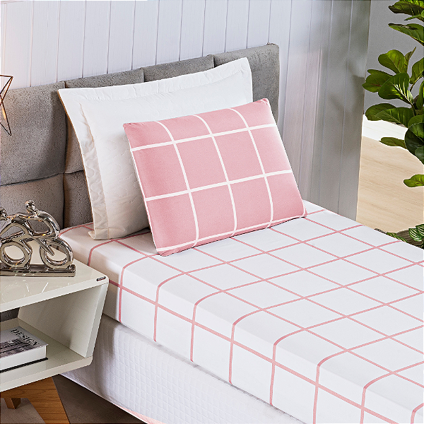 Jogo de cama Solteiro 02 peças Micro Percal 200 Fios Austin Estampa - Rosa