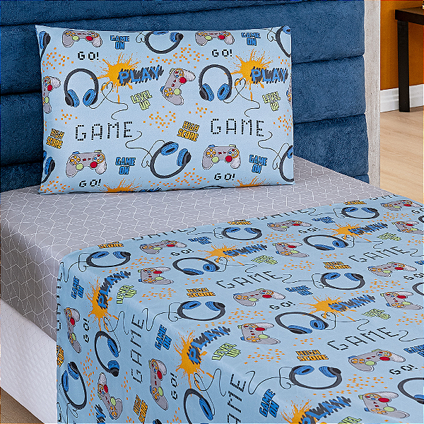 Jogo de cama Solteiro 03 peças lençol Toque Macio Bouti Kids - Game