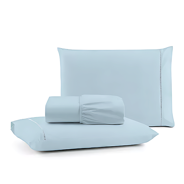 Jogo de lençol King 03 peças 100% Algodão Percal 300 fios Classic - Azul