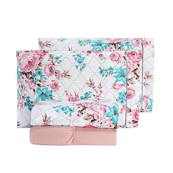 Jogo de lençol King 04 Peças 100% Algodão Percal 180 fios Vivale - Jade