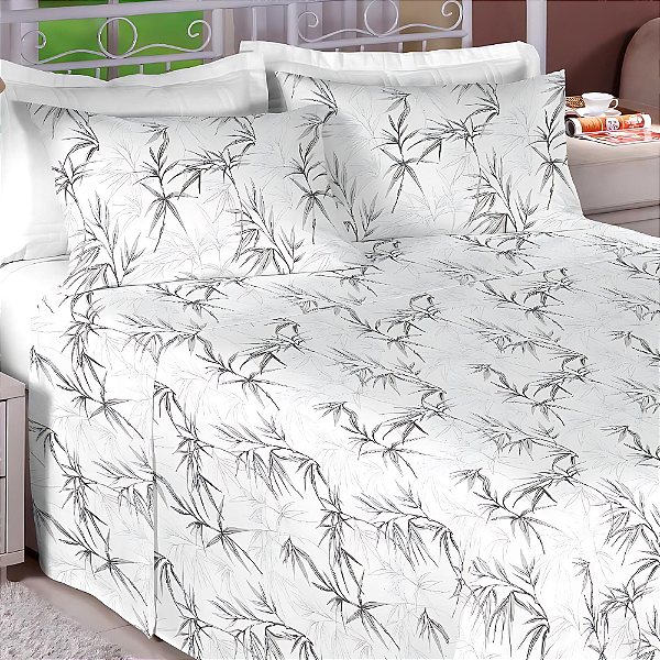 Jogo de lençol King 04 Peças 100% Algodão Percal 300 fios Home - Bambu