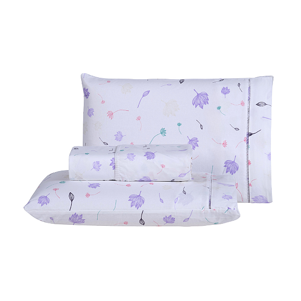 Jogo de lençol Queen 03 Peças 100% Algodão Percal 300 fios Home - Encanto