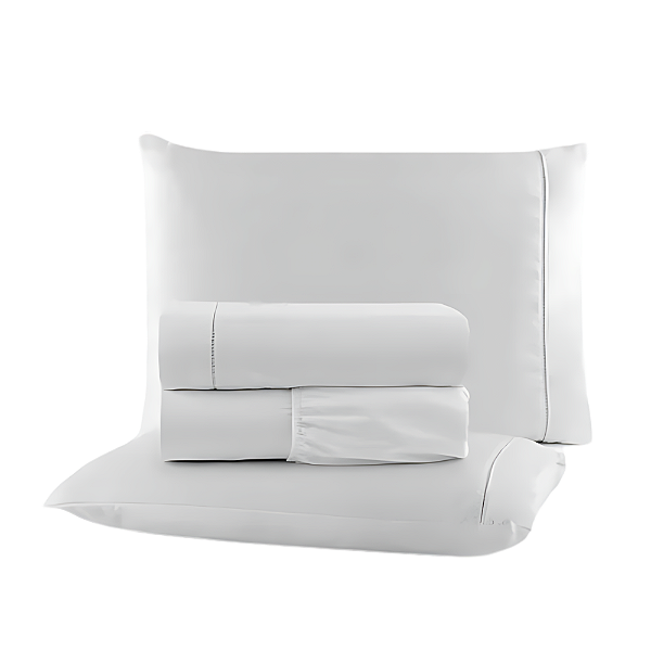 Jogo de lençol Queen 04 peças 100% Algodão Percal 300 fios Classic - Branco