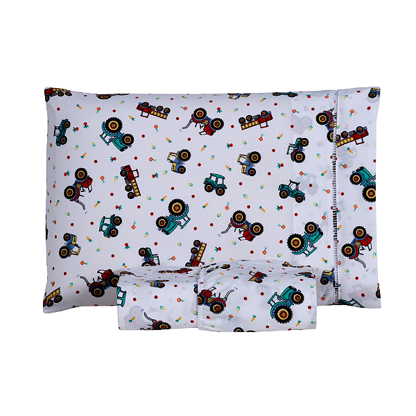 Jogo de lençol Solteiro 02 Peças 100% Algodão Percal 180 fios Kids - Trator