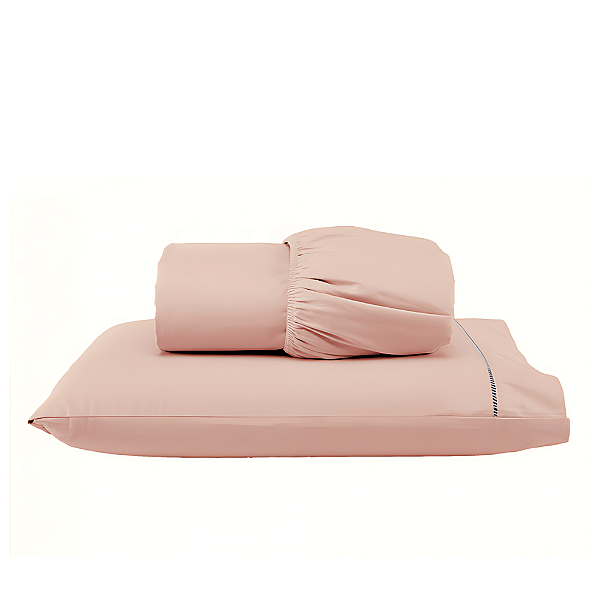 Jogo de lençol Solteiro 02 peças 100% Algodão Percal 300 fios Classic - Rosa