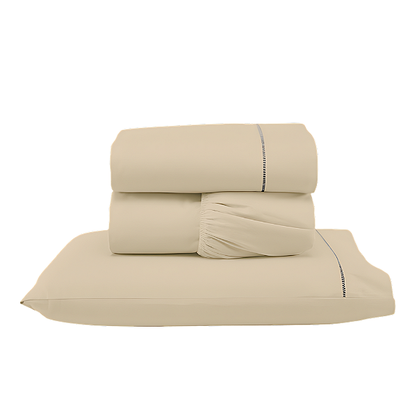 Jogo de lençol Solteiro 03 peças 100% Algodão Percal 300 fios Classic - Bege