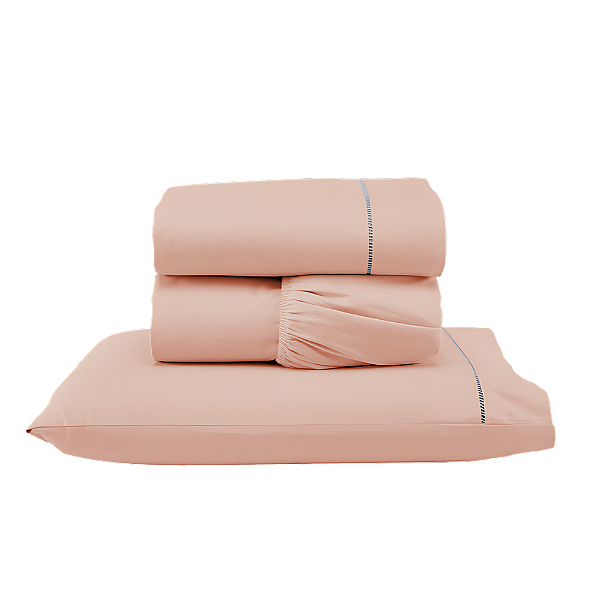 Jogo de lençol Solteiro 03 peças 100% Algodão Percal 300 fios Classic - Rosa