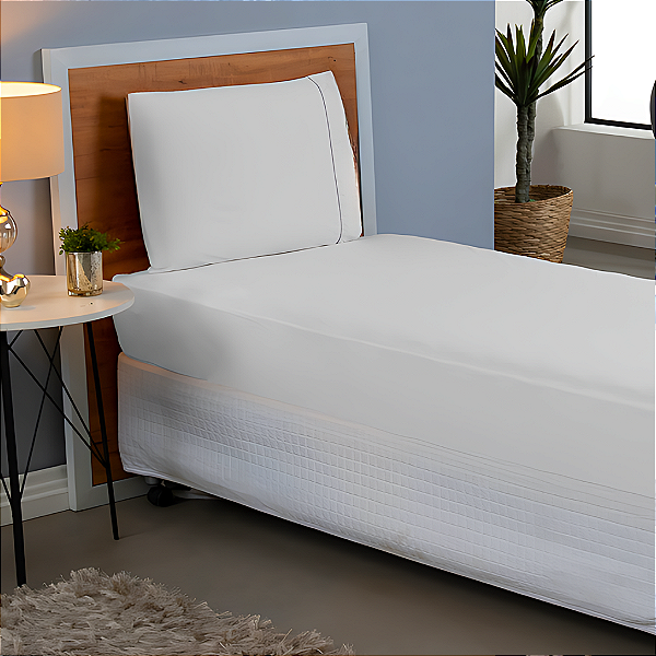 Jogo de lençol Viúvo 02 peças 100% Algodão Percal 180 fios Basic - Branco