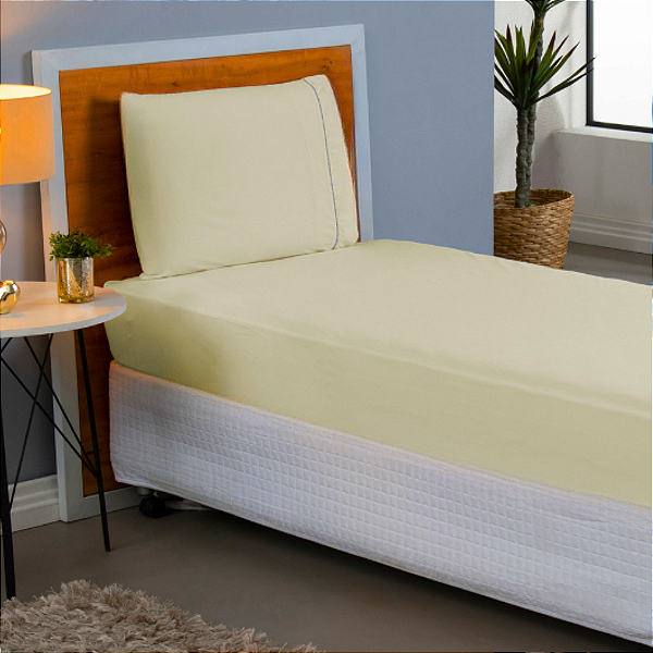 Jogo de lençol Viúvo 02 peças 100% Algodão Percal 180 fios Basic - Palha