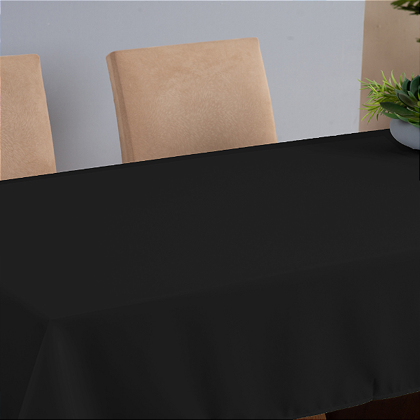 Toalha de Mesa Basic 1 Peça 2,50m x 1,40m 8 Lugares 100% Poliéster Tecido Oxford Preto