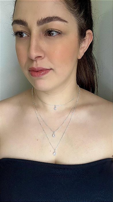 Conjunto de Colar triplo Pingentes Ponto de Luz