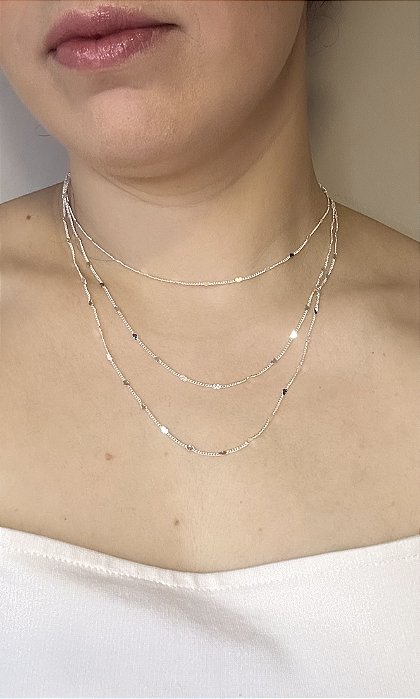 Conjunto de Colar triplo Mini Corações