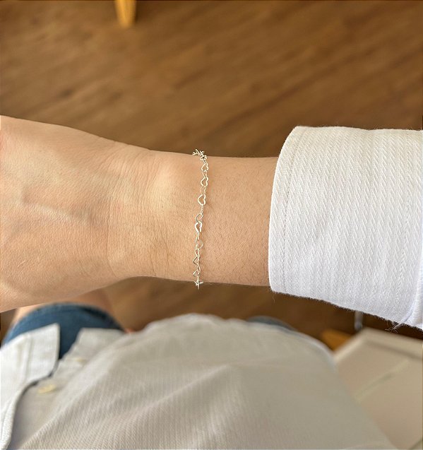 Pulseira em Prata Elo Coração
