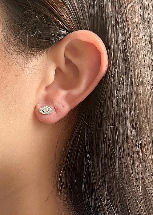 Brinco em Prata Olho Grego Cravejado