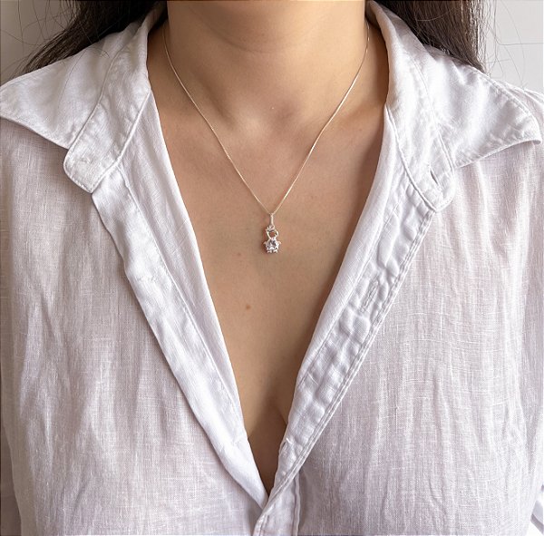 Colar em Prata Pigente Menino Pedra Zircônia