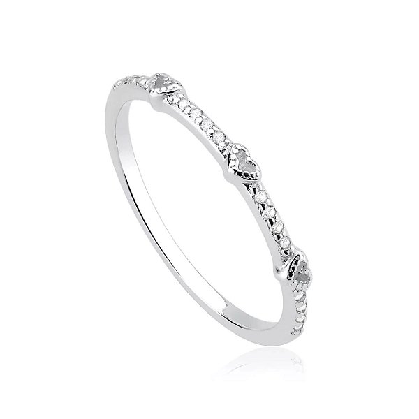 Anel em Prata Corações