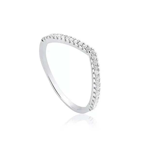 Anel em Prata Chevron