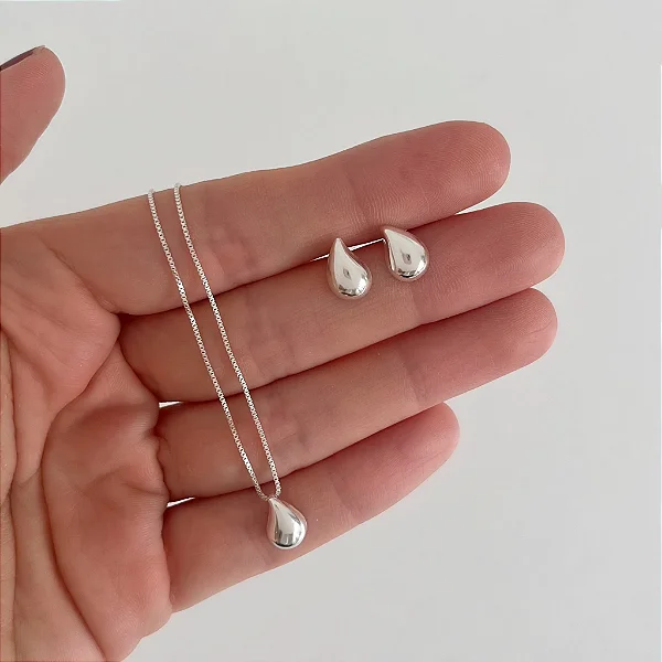 Conjunto em Prata Gota Vírgula