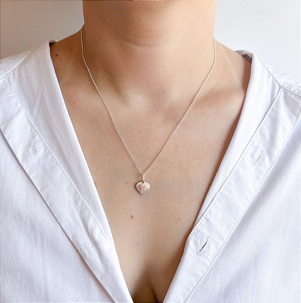 Colar em Prata Coração Martelado