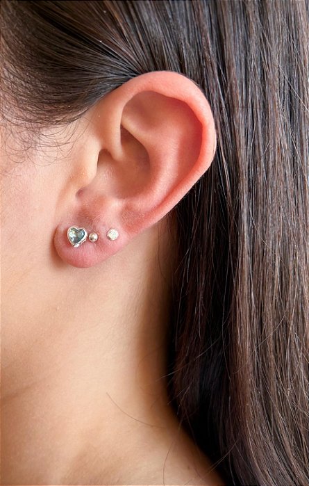 Trio em Prata Coração Turmalina