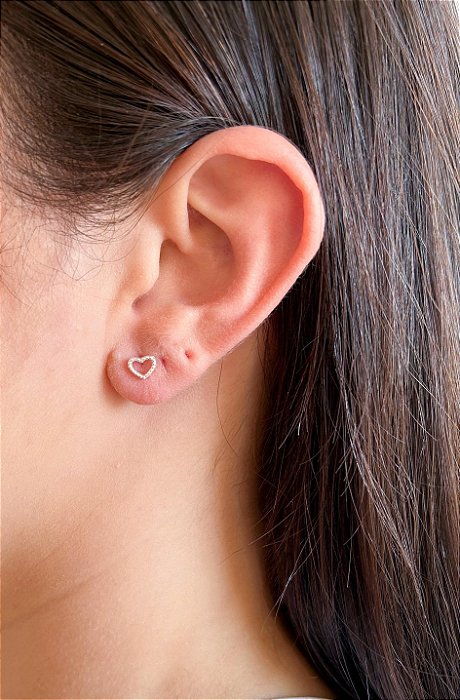 Brinco em Prata Coração Vazado