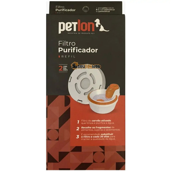 Novo Filtro Fonte Bebedouro Petlon Gatos Cães Refil 2 Un Único