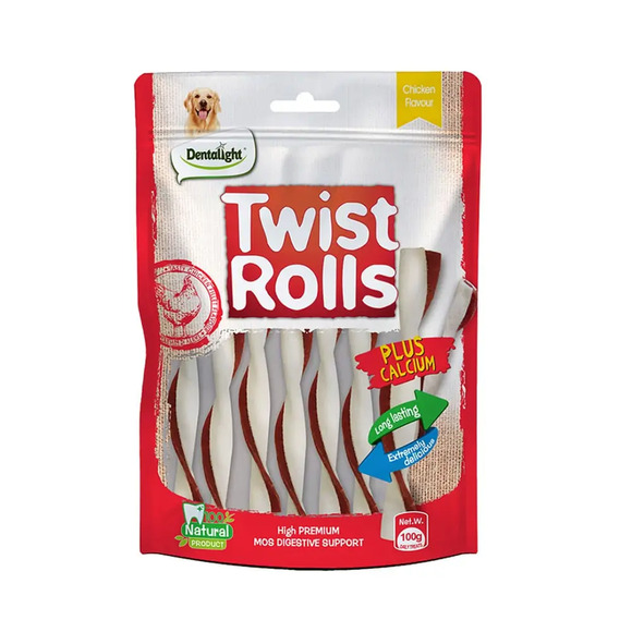 Mordedor Para Cachorro Dentalight Twist Rolls Frango 100 g
